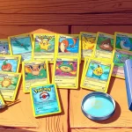 Explore real Pokémon cards in India beautifully showcased on a rustic table.