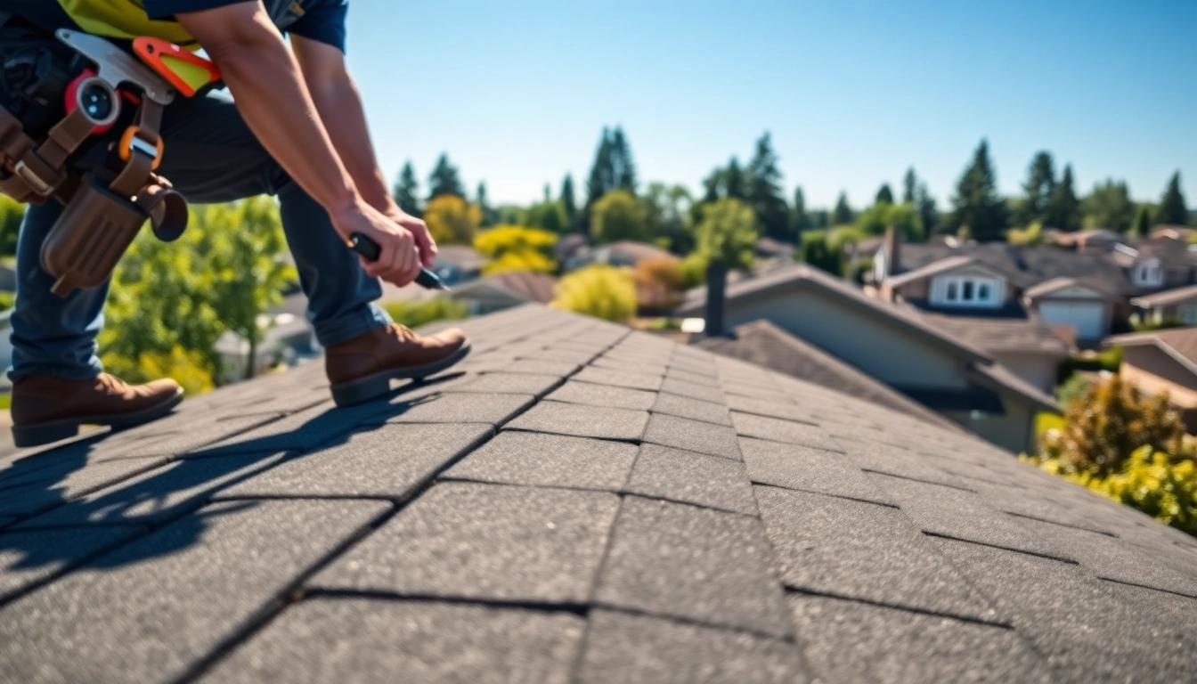 Inspecting Roofing Replacement Tigard Oregon on a residential roof with professional attention to detail.
